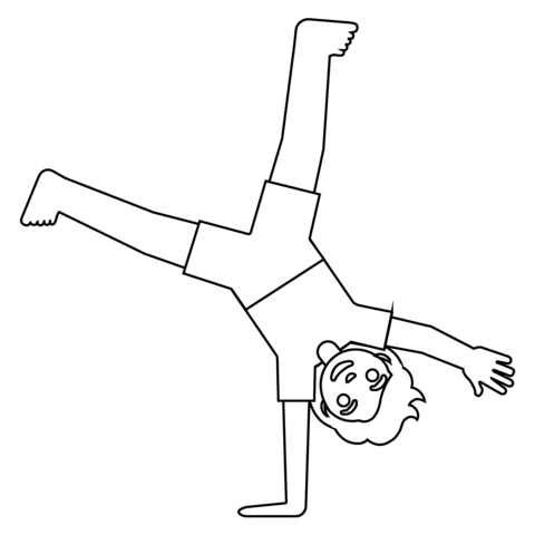 Person Cartwheeling Emoji From Cheerleading Coloring Page